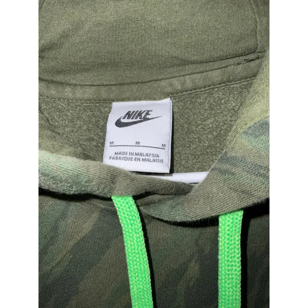Nike Green Drawstring Large Camouflage Hoodie Size M
